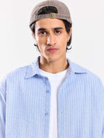 Load image into Gallery viewer, Powder Blue Striped Seersucker Shirt
