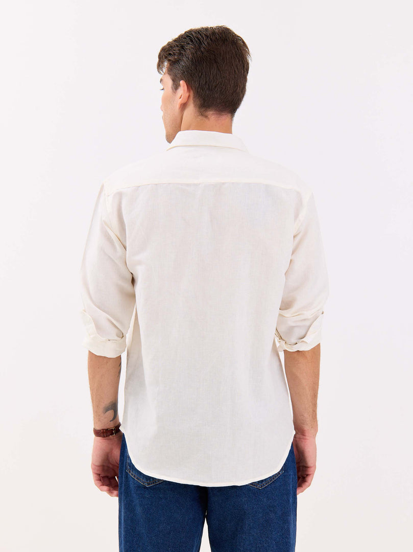 Off White Linen-blend Shirt