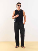 Load image into Gallery viewer, Black Linen Pull-on Pants
