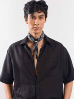 Load image into Gallery viewer, Black Half Sleeve Linen Shirt

