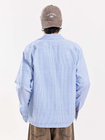 Load image into Gallery viewer, Powder Blue Striped Seersucker Shirt
