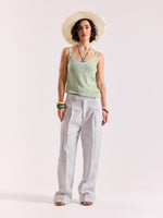 Load image into Gallery viewer, Ice Blue Linen Baggy Trousers