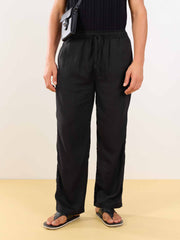 Black Linen Pull-on Pants