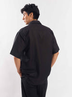 Load image into Gallery viewer, Black Half Sleeve Linen Shirt
