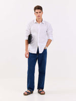 Load image into Gallery viewer, White &amp; Blue Striped Linen-blend Shirt
