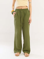 Load image into Gallery viewer, Olive Green Gauze Pull-on Pants
