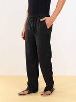 Load image into Gallery viewer, Black Linen Pull-on Pants
