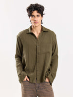 Load image into Gallery viewer, Olive Green Gauze Holiday Shirt

