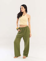 Load image into Gallery viewer, Olive Green Gauze Pull-on Pants
