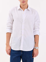 Load image into Gallery viewer, White &amp; Blue Striped Linen-blend Shirt
