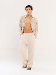 Beige Gauze Pull-on Pants