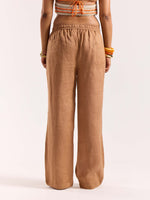 Load image into Gallery viewer, Tan Brown Linen Pull-on Pants