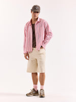Load image into Gallery viewer, Pink &amp; Brown Striped Poplin Oversized Shirt