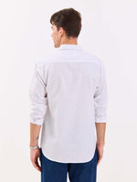 Load image into Gallery viewer, White &amp; Blue Striped Linen-blend Shirt
