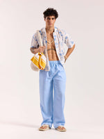 Load image into Gallery viewer, Powder Blue Linen Pull-on Pants