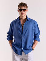 Load image into Gallery viewer, Cobalt Blue Linen-blend Shirt