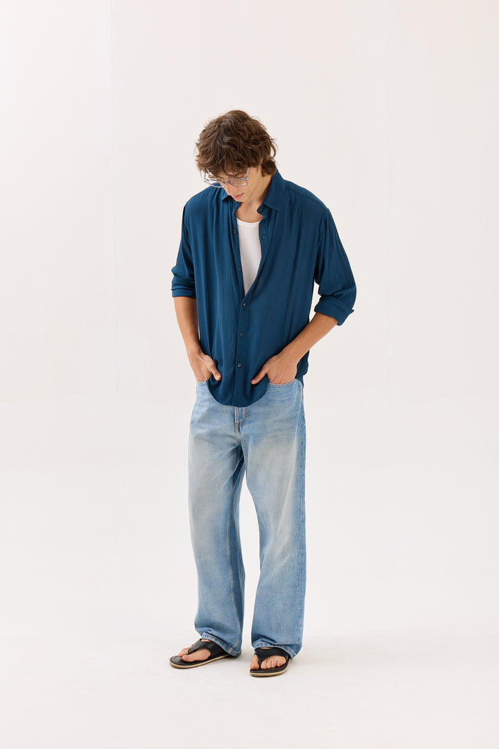 Dark Blue Wrinkled Shirt ( Pre-Order )