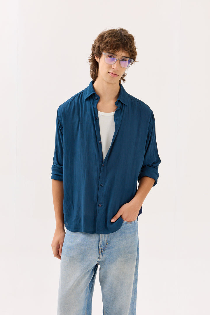 Dark Blue Wrinkled Shirt ( Pre-Order )