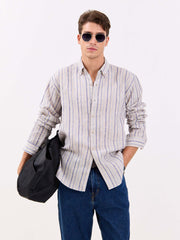 Natural Striped Irish Linen Shirt