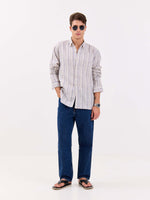 Load image into Gallery viewer, Natural Striped Irish Linen Shirt

