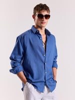 Load image into Gallery viewer, Cobalt Blue Linen-blend Shirt