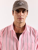 Load image into Gallery viewer, Pink &amp; Brown Striped Poplin Oversized Shirt