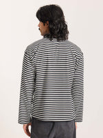 Load image into Gallery viewer, Black Striped Loose Fit Cropped T-Shirt