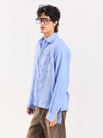 Load image into Gallery viewer, Dusty Blue Gauze Holiday Shirt
