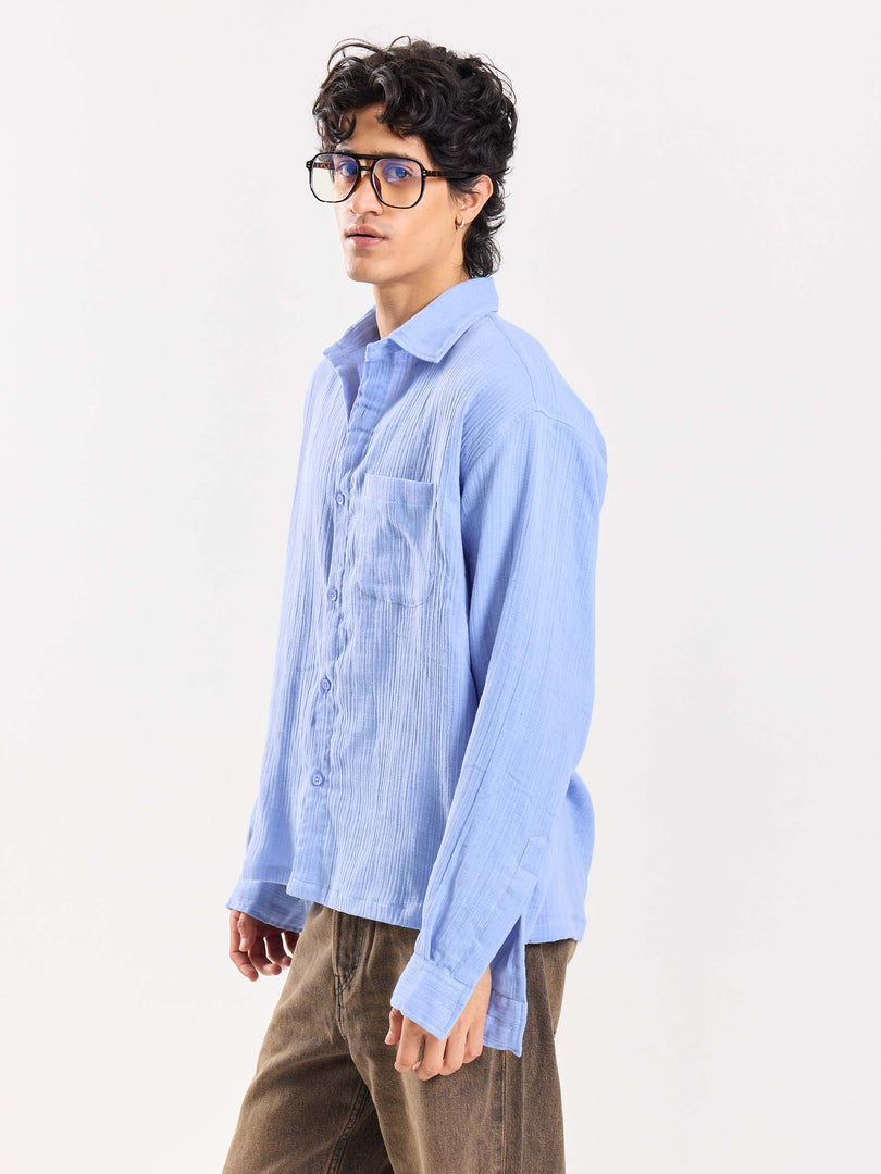 Dusty Blue Gauze Holiday Shirt
