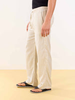 Load image into Gallery viewer, Natural Linen Striped Pull-on Pants
