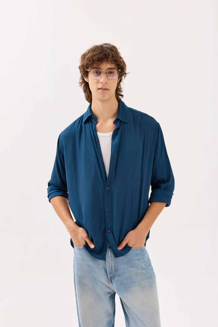 Dark Blue Wrinkled Shirt ( Pre-Order )