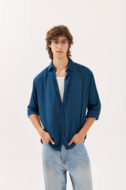 Dark Blue Wrinkled Shirt