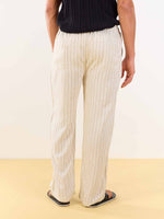 Load image into Gallery viewer, Natural Linen Striped Pull-on Pants
