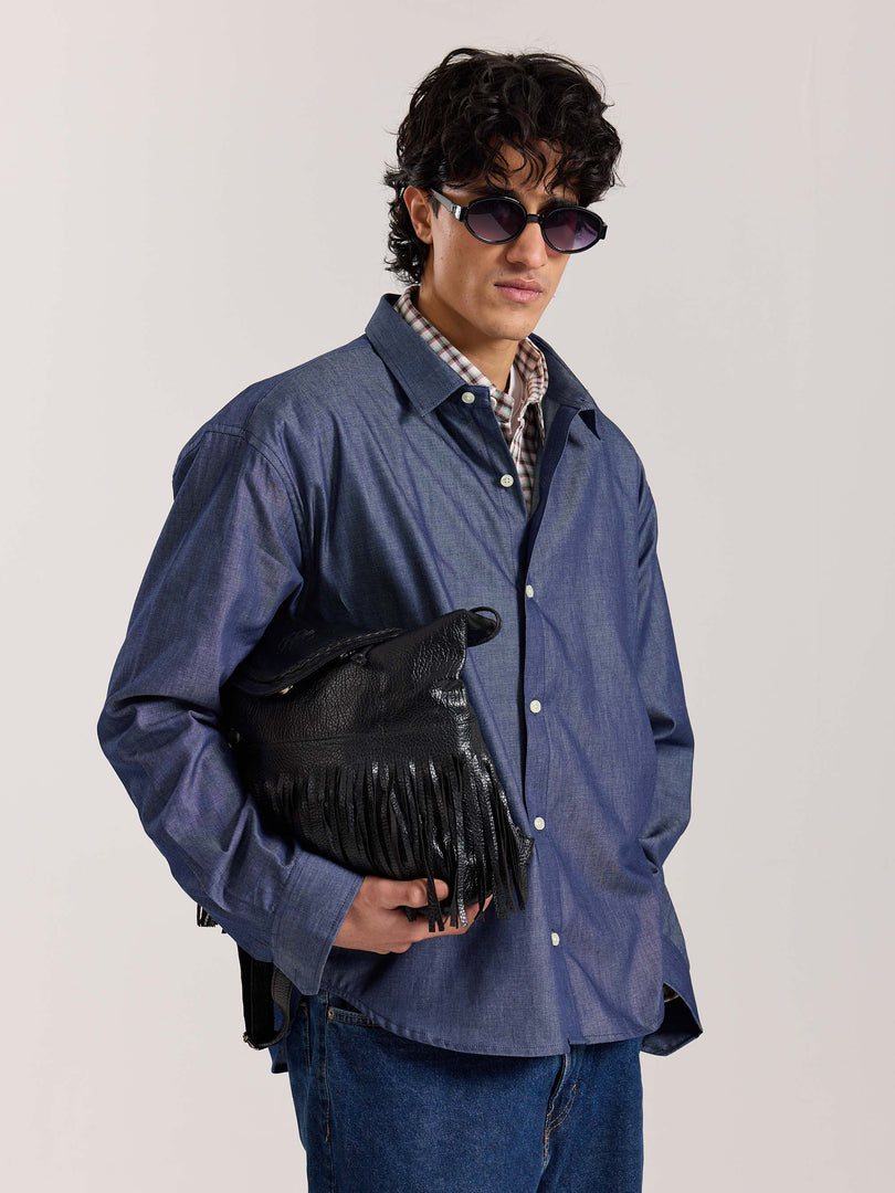 Denim Oversized Cropped Shirt