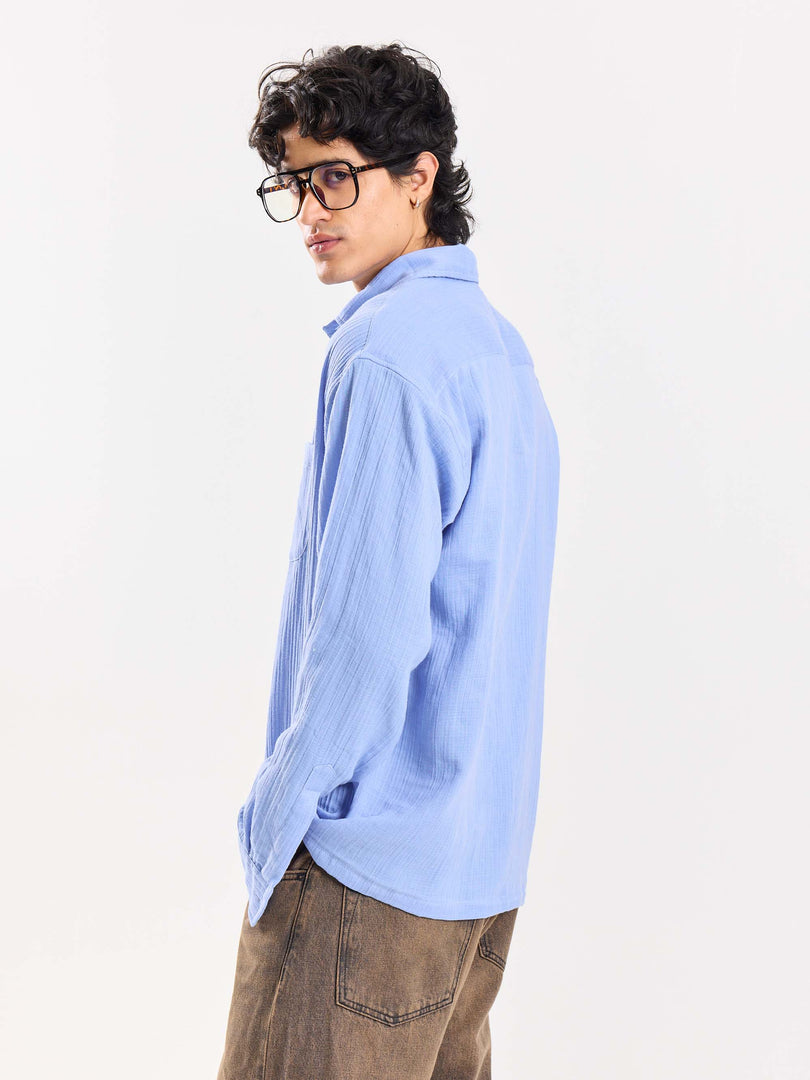 Dusty Blue Gauze Holiday Shirt