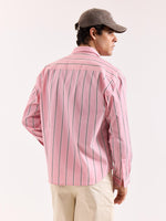 Load image into Gallery viewer, Pink &amp; Brown Striped Poplin Oversized Shirt