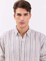 Load image into Gallery viewer, Natural Striped Irish Linen Shirt
