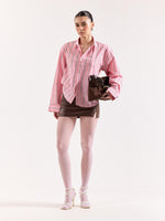 Load image into Gallery viewer, Pink &amp; Brown Striped Poplin Oversized Shirt