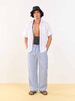 Load image into Gallery viewer, Blue Striped Linen Pull-on Pants
