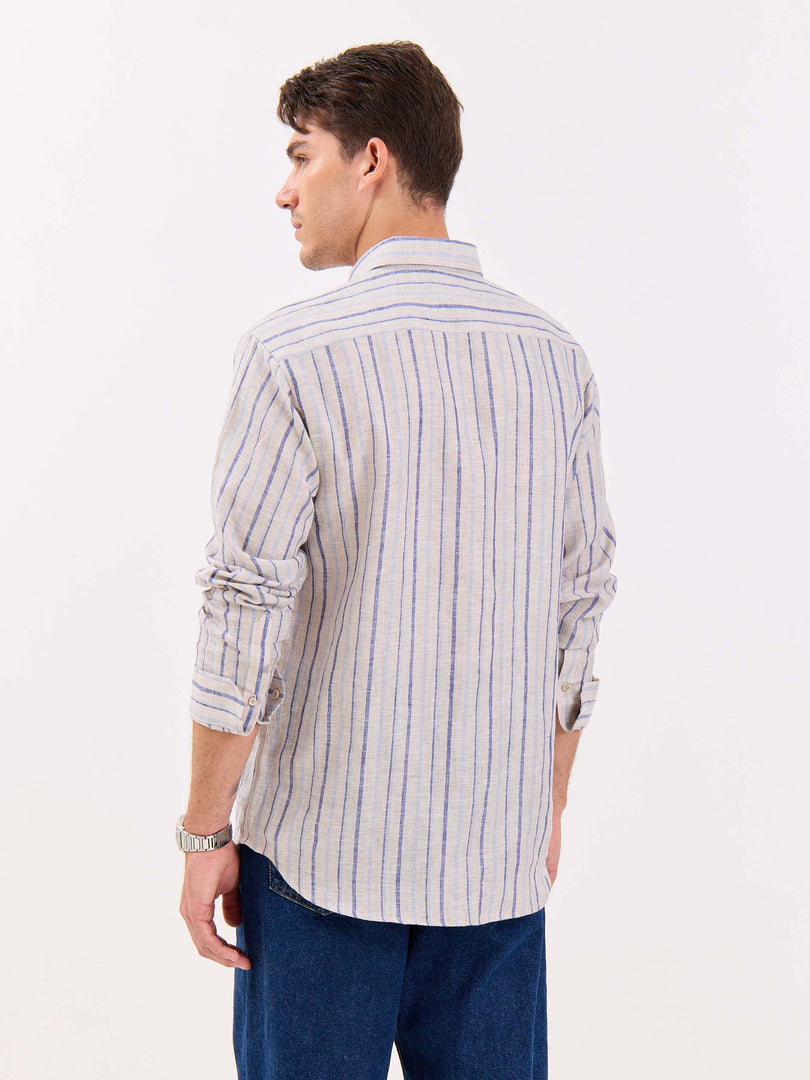 Natural Striped Irish Linen Shirt
