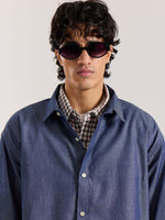 Load image into Gallery viewer, Denim Oversized Cropped Shirt
