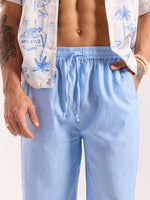 Load image into Gallery viewer, Powder Blue Linen Pull-on Pants