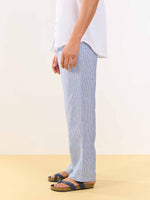 Load image into Gallery viewer, Blue Striped Linen Pull-on Pants
