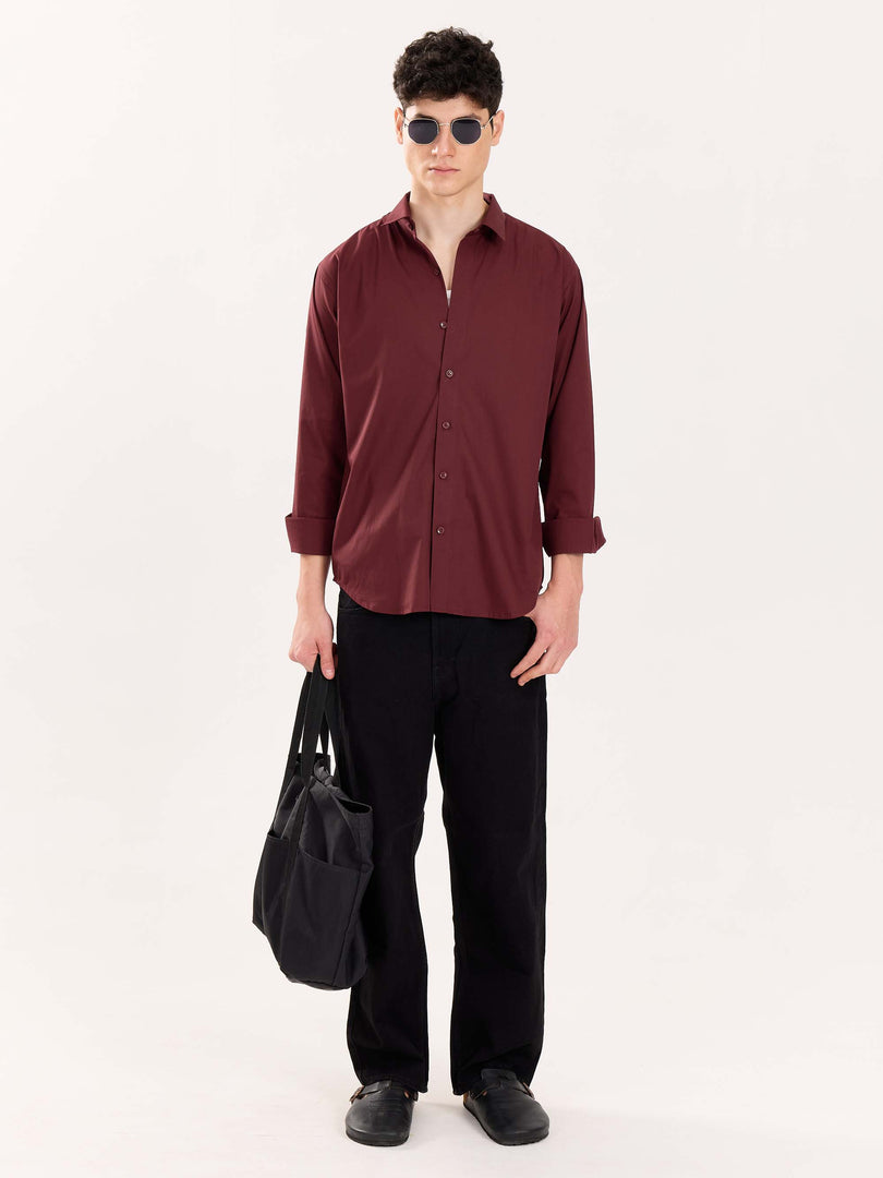 Maroon Poplin Shirt