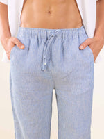 Load image into Gallery viewer, Blue Striped Linen Pull-on Pants
