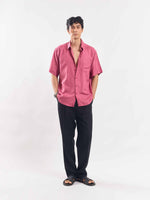 Load image into Gallery viewer, Rose Pink Half Sleeve Linen Shirt

