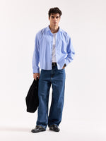 Load image into Gallery viewer, Light Blue Striped Poplin Oversized Shirt