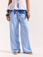 Load image into Gallery viewer, Powder Blue Linen Pull-on Pants