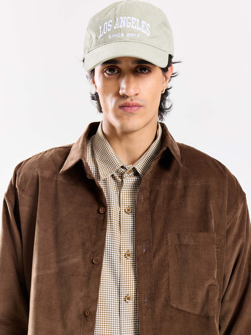 Dark Brown Corduroy Oversized Shirt