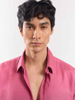 Load image into Gallery viewer, Rose Pink Half Sleeve Linen Shirt
